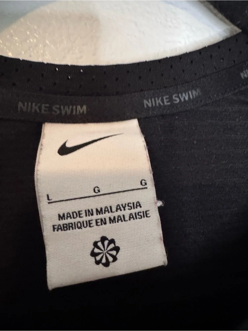 Nike swim men’s cropped Black Muscle Tank with White Swoosh size large